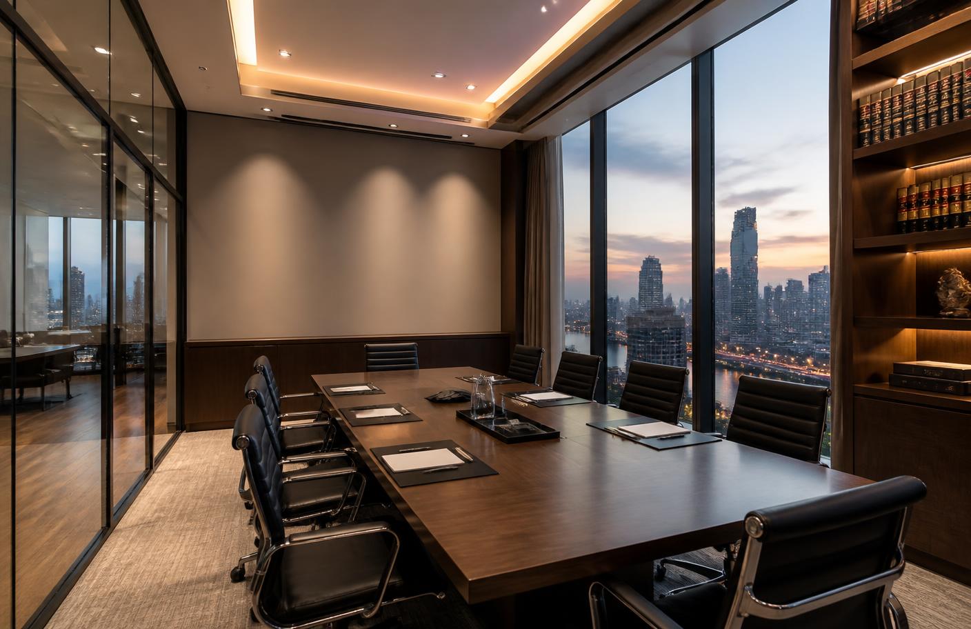 ห้องประชุมของสำนักงานกฎหมายที่ใช้นัดหมายลงนามและทำคำรับรองเอกสาร